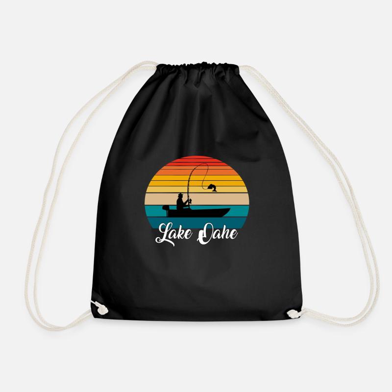 Lake Oahe Fishing Spot - Drawstring Bag - black