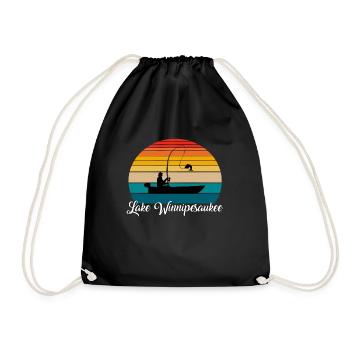 Lake Winnipesaukee Fishing Spot - Drawstring Bag - black - Front