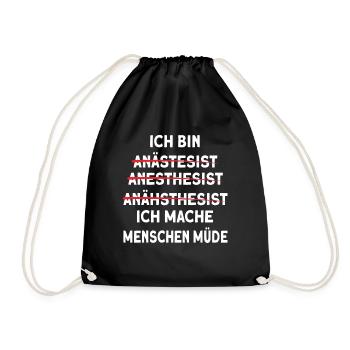 Ich bin Anästhesist Beruf Fehler Buchstabieren - Turnbeutel - Schwarz - Vorne