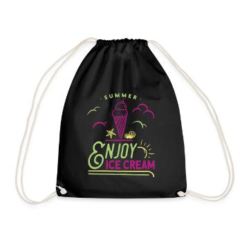 Ice Cream Summer Beach Ice Cream Holiday Vibes - Drawstring Bag - black - Front