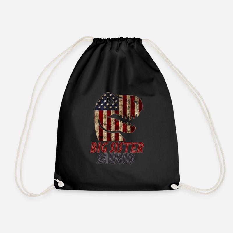 Patriotic Big sister Dinosaur - Turnbeutel - Schwarz
