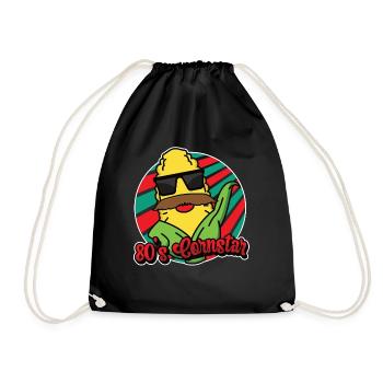 80s Cornstar Mustache Beard Funny Mustache - Drawstring Bag - black - Front
