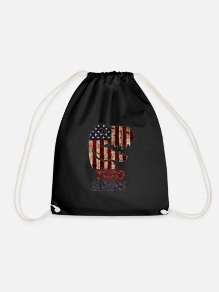 Patriotic Theo Dinosaur Theosaurus - Drawstring Bag - black