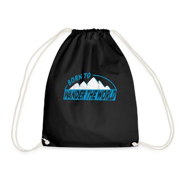 Born to travel the world travel backpack - Drawstring Bag - black - Front