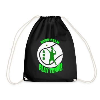 Tennis Racket Tennis Ball Tennis Player - Drawstring Bag - black - Front