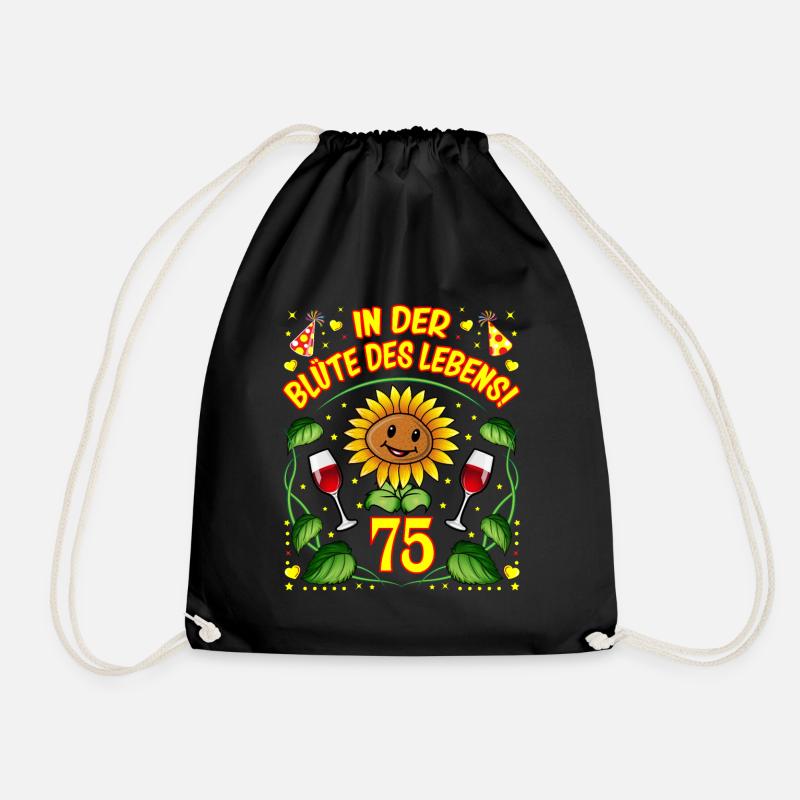 75 Geburtstag Geschenk lustig 75. Jubiläum Blumen - Turnbeutel - Schwarz