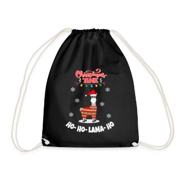 Lama Christmas Weihnachten - Turnbeutel - Schwarz - Vorne