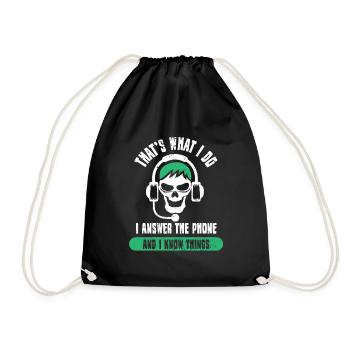 Call Center Telephonist Telephone Service Telephone Laboratory - Drawstring Bag - black - Front