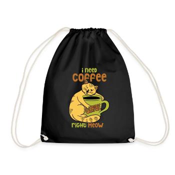 Cats Kitten Coffee Pet - Drawstring Bag - black - Front