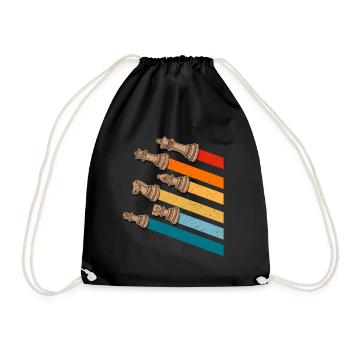 Chess Pieces Vintage Colors - Drawstring Bag - black - Front