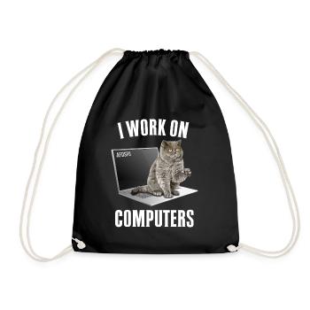 Working with Computers and Cats English - Drawstring Bag - black - Front