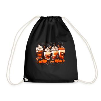 Fall, Halloween Coffee and Pumpkins - Drawstring Bag - black - Front