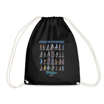Types of sharks Identification Faces - Drawstring Bag - black - Front