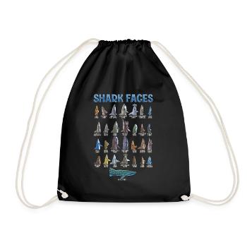Types of sharks Identification Faces - Drawstring Bag - black - Front