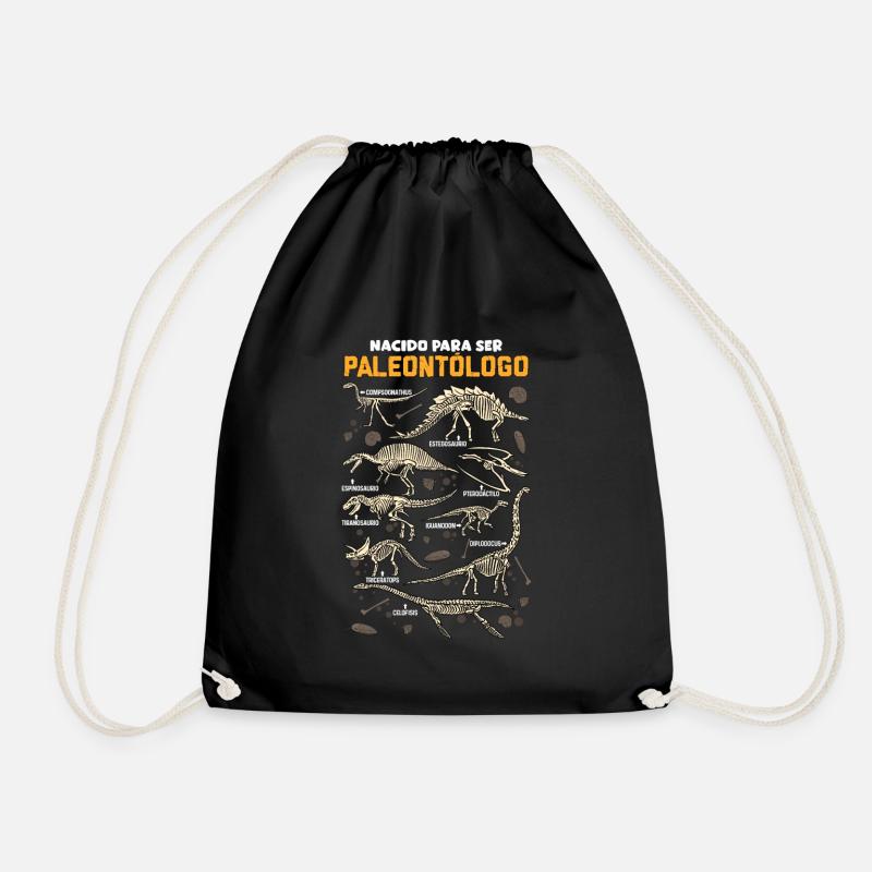 Born to be a dinosaur paleontologist - Drawstring Bag - black