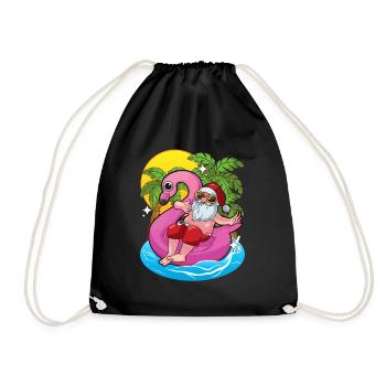 Santa Claus Beach Float Flamingo Weihnachten - Turnbeutel - Schwarz - Vorne