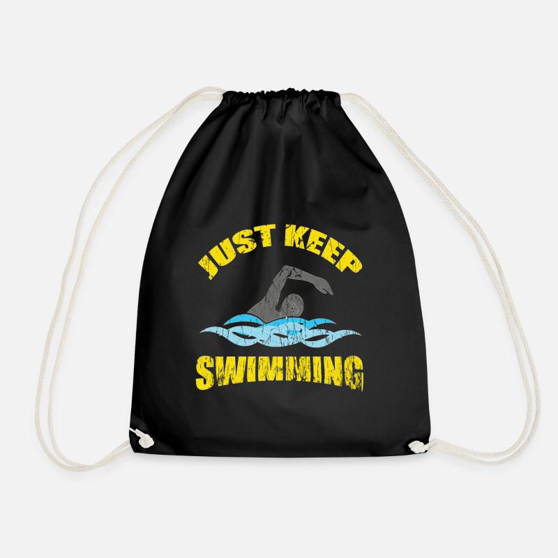 Schwimmer Schwimmen 50 Meter Bahn Brustschwimmen - Turnbeutel - Schwarz