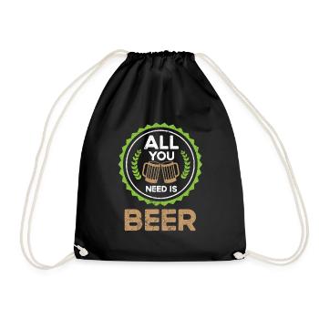 Bière Buveur de bière Bouteille de bière en canette de bière - Sac de sport léger - noir - Devant