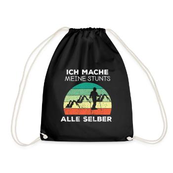 Ski Sking Snowboard Wintersport Skifahrer - Turnbeutel - Schwarz - Vorne
