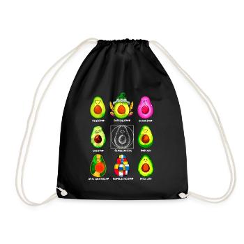 Art History Kawaii Avocados - Drawstring Bag - black - Front