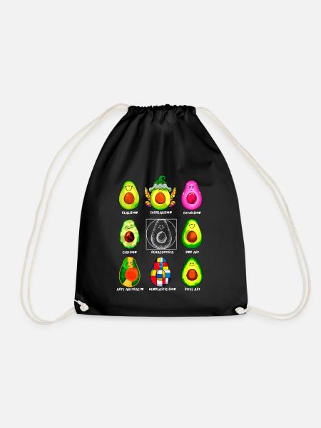 Art History Kawaii Avocados - Drawstring Bag - black