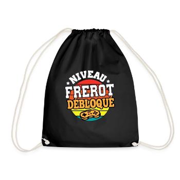 Niveau frérot débloqué cadeau frère humour frangin - Sac de sport léger - noir - Devant