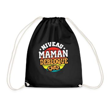 Niveau maman débloqué cadeau humour maman - Sac de sport léger - noir - Devant