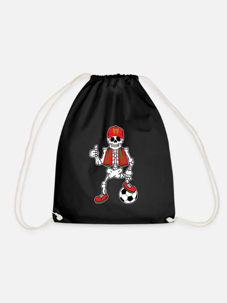 Skeleton football fan Morocco - Drawstring Bag - black