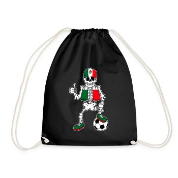 Skeleton Soccer Fan Mexico - Drawstring Bag - black - Front