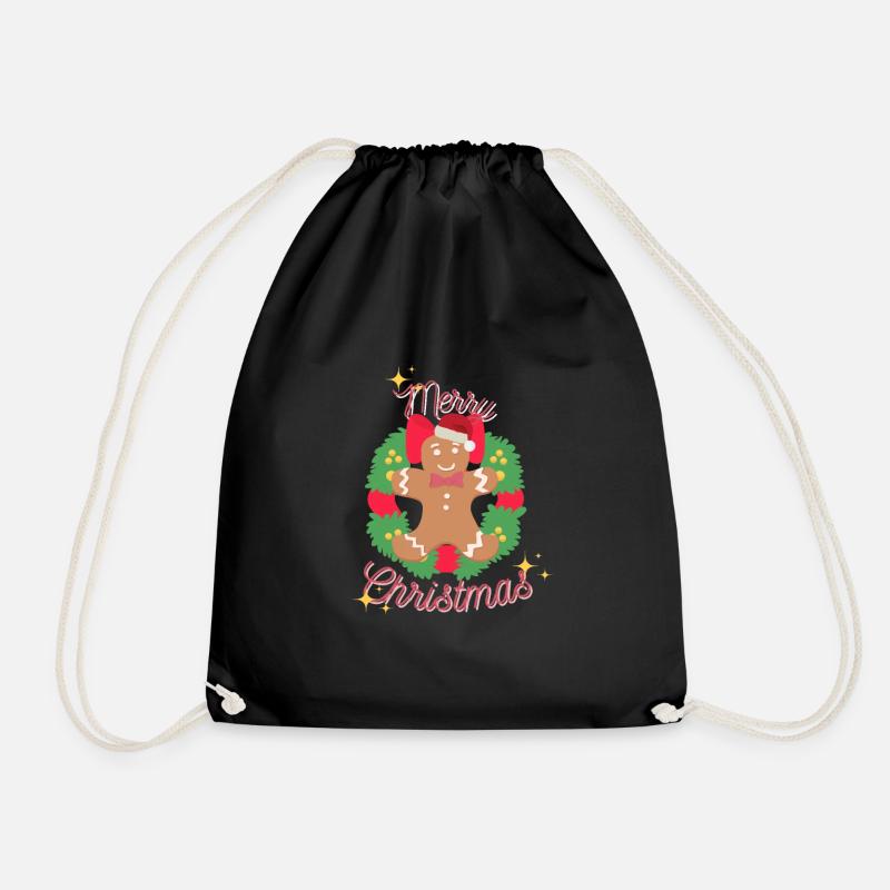 Merry Christmas- Lovely design - Drawstring Bag - black