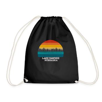Lake Pawnee, Nebraska - Drawstring Bag - black - Front