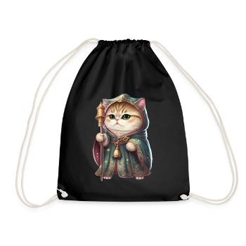 Katzen Mutter Miau König Lustig Katzendame T-Shirt - Turnbeutel - Schwarz - Vorne