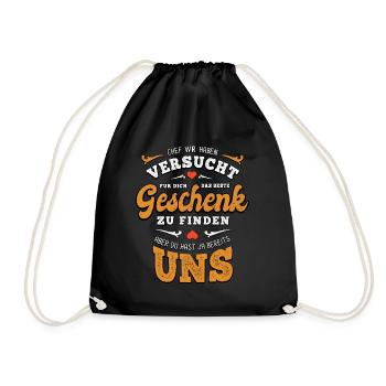 Das beste Geschenk für dich - Chef - Spruch - Turnbeutel - Schwarz - Vorne