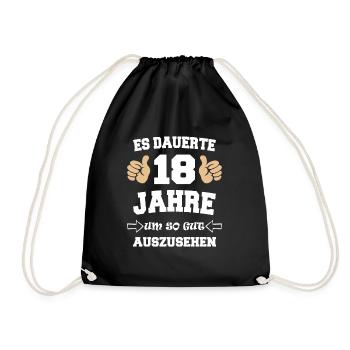 18. Geburtstag Geschenk Junge Mädchen 18 Jahre - Turnbeutel - Schwarz - Vorne