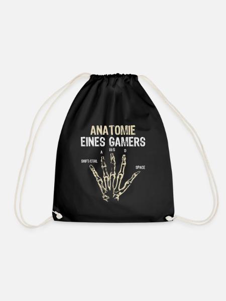 Gamer Anatomie - Gaming - Computerspiele - Turnbeutel - Schwarz