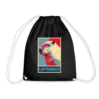 Capybarack - Capybara Hope Poster Style - Drawstring Bag - black - Front