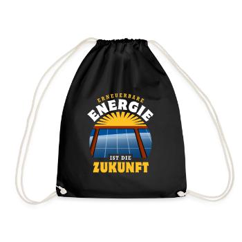 Erneuerbare Energie ist die Zukunft - Photovoltaik - Turnbeutel - Schwarz - Vorne