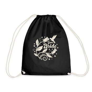 Hen Party - Team Bride - Blumenkranz - Drawstring Bag - black - Front