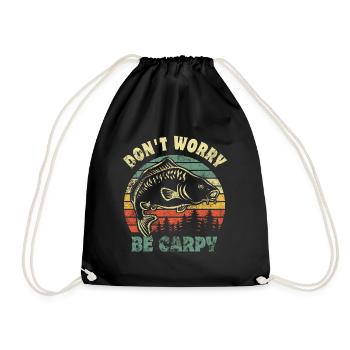 Angler - fishing - Don't worry be carpy - Drawstring Bag - black - Front
