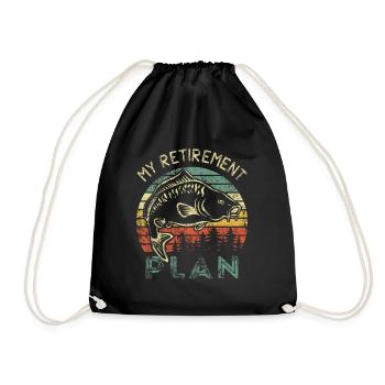 Angler - fishing - My Retirement Plan - vintage - Drawstring Bag - black - Front