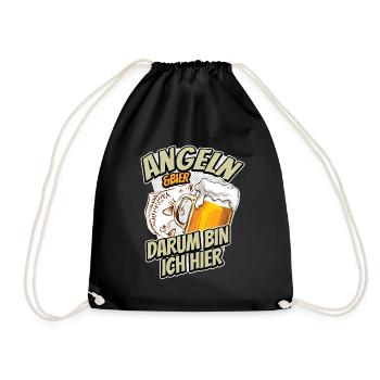 Angeln & Bier - darum bin ich hier - Karpfen - Turnbeutel - Schwarz - Vorne