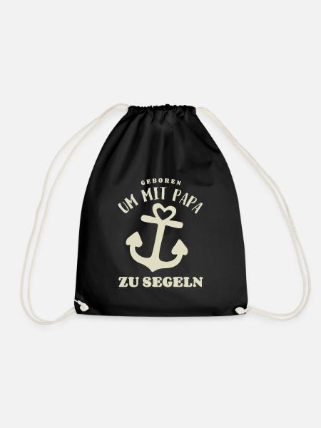 Mit Papa segeln - Anker Baby Spruch - Turnbeutel - Schwarz