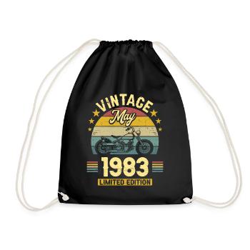 Oldtimer-Biker Jahrgang Mai 1983 40-jähriges Jubiläum - Turnbeutel - Schwarz - Vorne