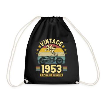 Oldtimer-Biker Jahrgang Mai 1953 70-jähriges Jubiläum - Turnbeutel - Schwarz - Vorne
