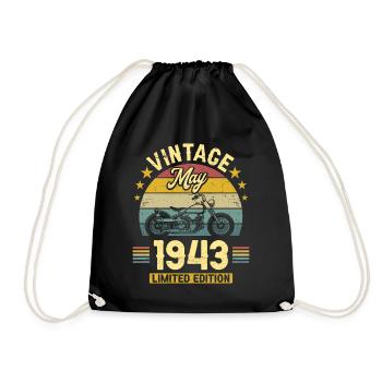 Oldtimer-Biker Jahrgang Mai 1943 80-jähriges Jubiläum - Turnbeutel - Schwarz - Vorne