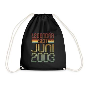 Legendär seit Juni 2003 - Geburtstag Retro - Turnbeutel - Schwarz - Vorne