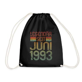 Legendär seit Juni 1993 - Geburtstag Retro - Turnbeutel - Schwarz - Vorne