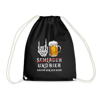 Schlager und Bier - Dafür bin ich hier - Metal - Turnbeutel - Schwarz - Vorne