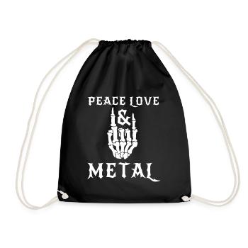 Peace Love & Metal - Music - Saying - Drawstring Bag - black - Front