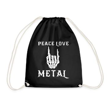 Peace Love Metal - Heavy Metal Musik - Turnbeutel - Schwarz - Vorne